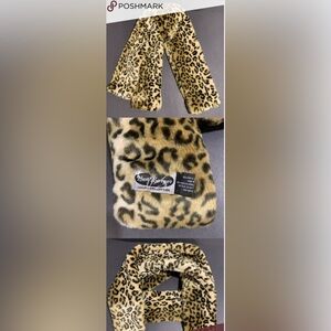 Ben Berger Luxury Collection faux fur animal print lined acrylic wrap scarf EUC…